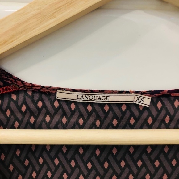 ANTHROPOLOGIE language print silk top - Picture 4 of 6